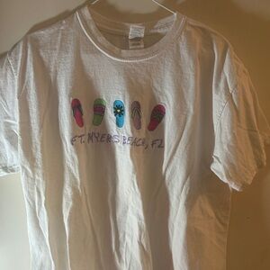 Gildan White Tee with Colorful Flip-Flops Design Ft Meyers Florida